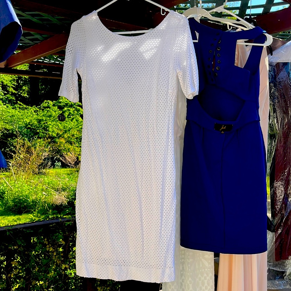 Banana Republic Midi Dress with Scooped Back in White - Size 2